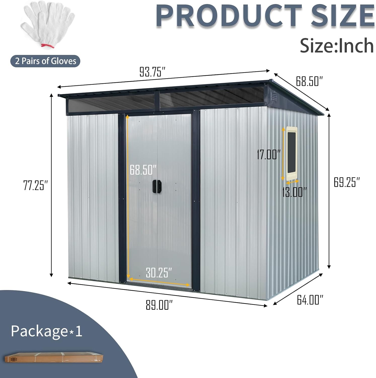 8x6 ft Outdoor Metal Storage Shed with Floor Floor and Window, Lockable Galvanized Steel Tool Shed with Sliding Door, Air Vent and Transparent Plate, Waterproof Garden Storage House for Backyard
