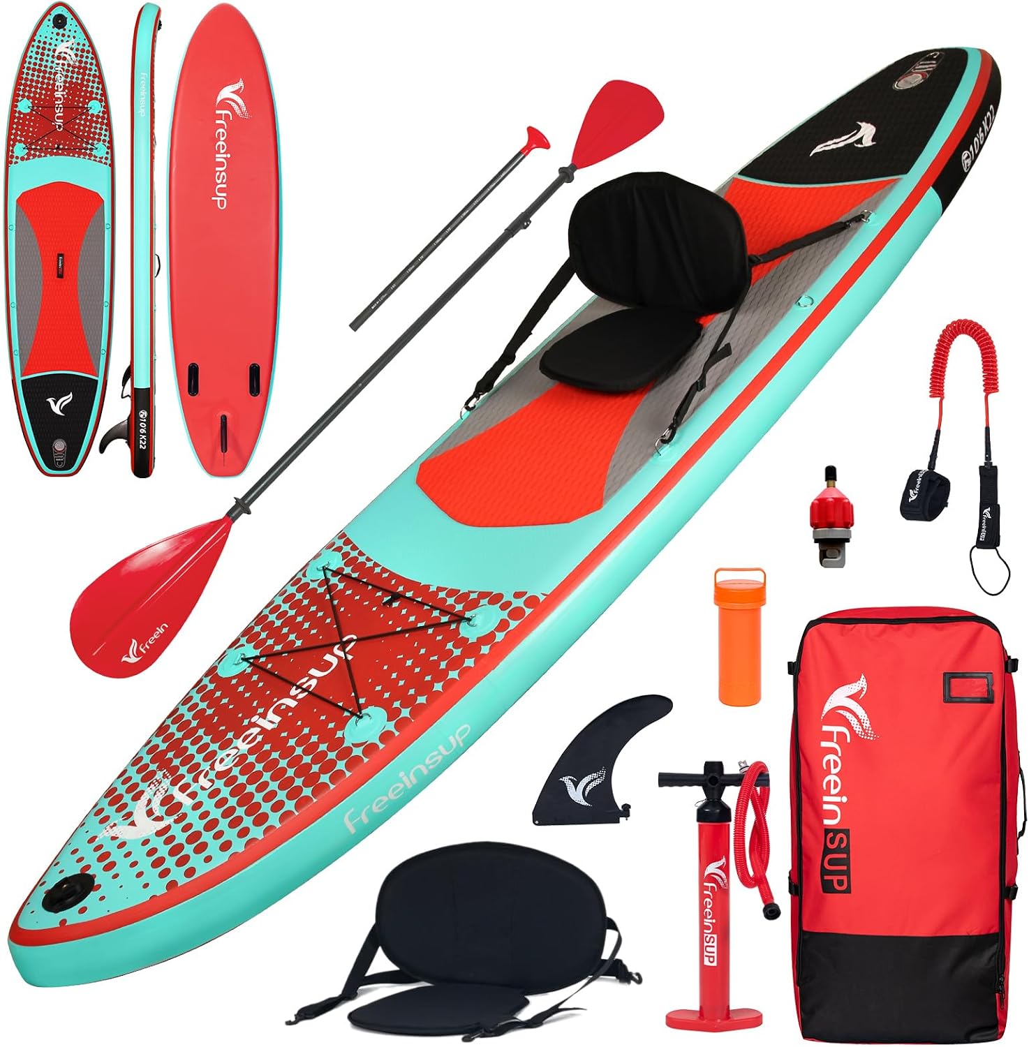 Freein SUP Inflatable Stand Up Paddle Board with Kayak Seat,Paddle Boards for Adults 10'/10'6'/11', Accessories sup Pump Adaptor,sup Kayak Paddle