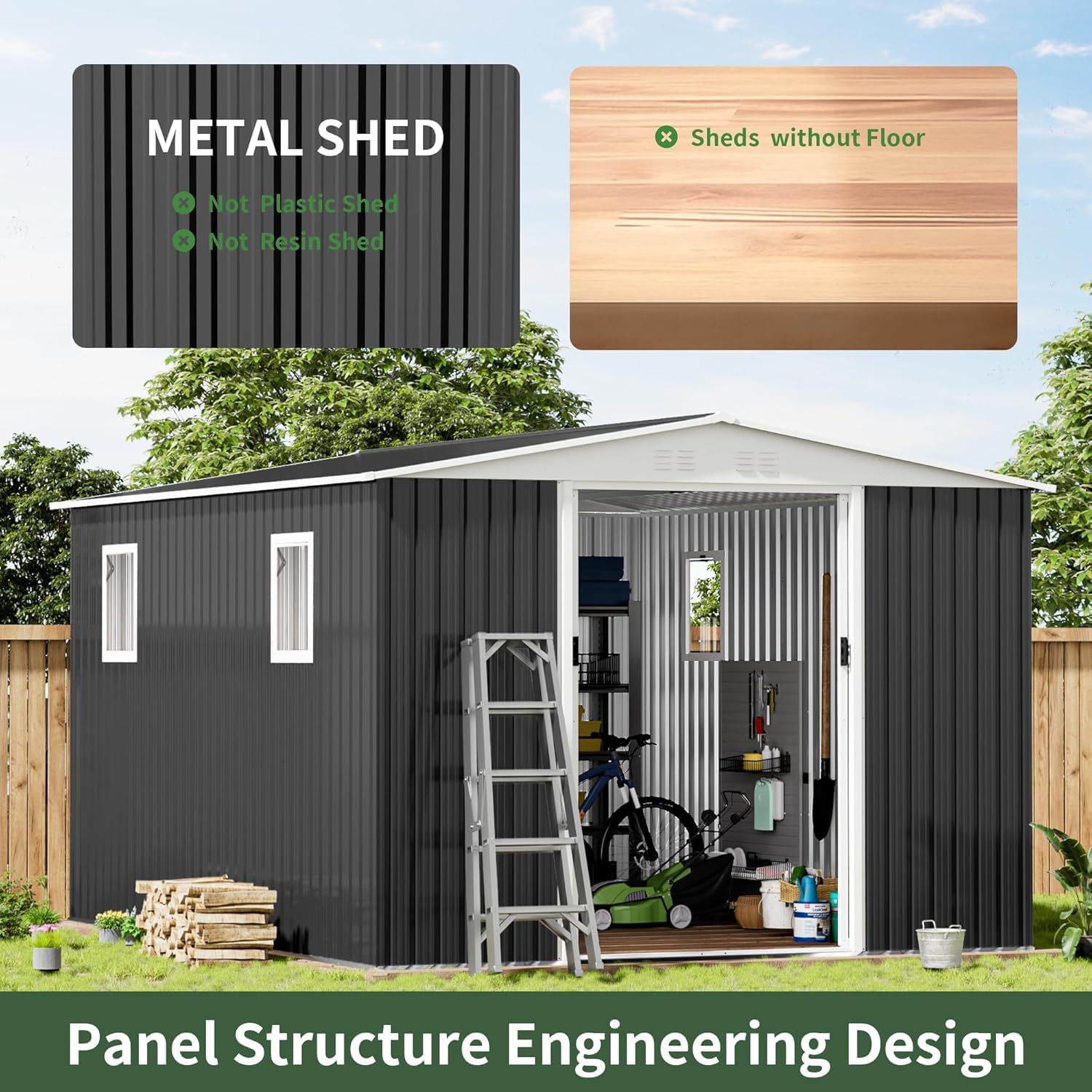 12FT x 10FT Outdoor Storage, Metal Anti-Corrosion Utility Tool House with Lockable Door & Shutter Vents，Outdoor Waterproof Garden Tool Storage Sheds