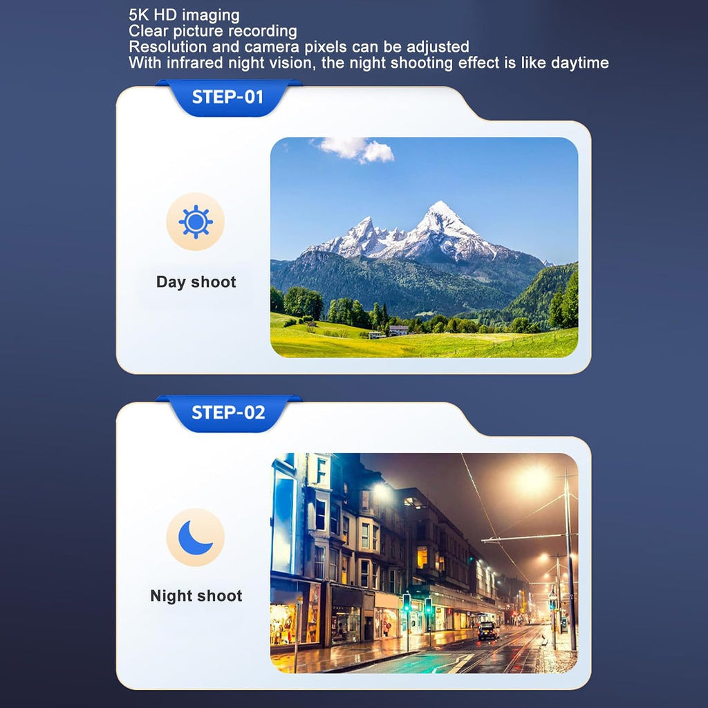 5K Night Vision Digital Camera, IR Night Vision 50MP Camcorder Video Camera Point & Shoot Digital Camera with 4 Large Screen, 50x Zoom, 4800mAh Rechargeable Battery, 64G SD Card
