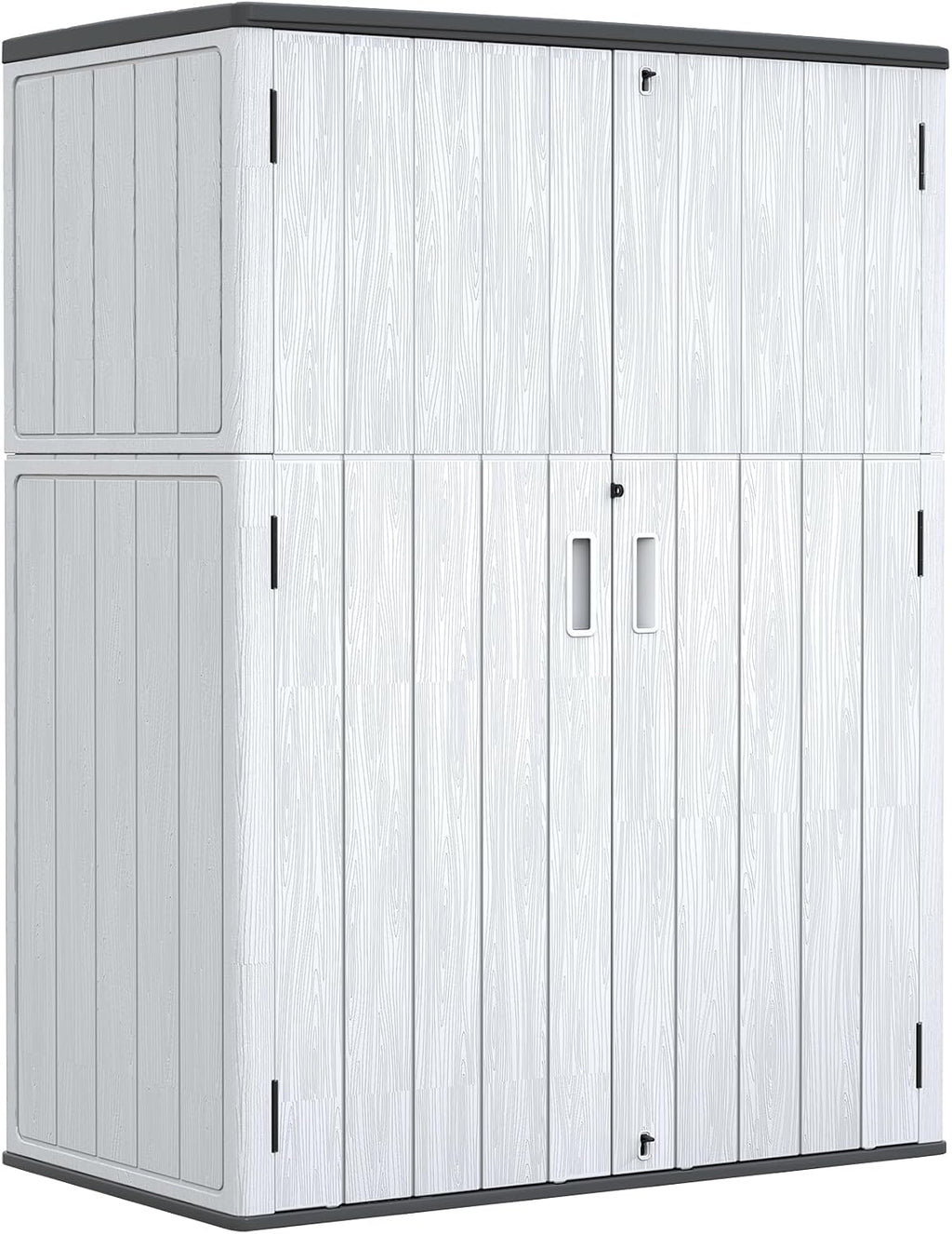 ZZM 57 Cu.ft Outdoor Storage Shed with Floor HDPE Double-Wall Resin Sheds Outdoor Storage, Lockable Weatherproof Storage Cabinet Fit for Garden Tools, Garage can, Bike, Patio Furniture, Grey