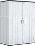 ZZM 57 Cu.ft Outdoor Storage Shed with Floor HDPE Double-Wall Resin Sheds Outdoor Storage, Lockable Weatherproof Storage Cabinet Fit for Garden Tools, Garage can, Bike, Patio Furniture, Grey
