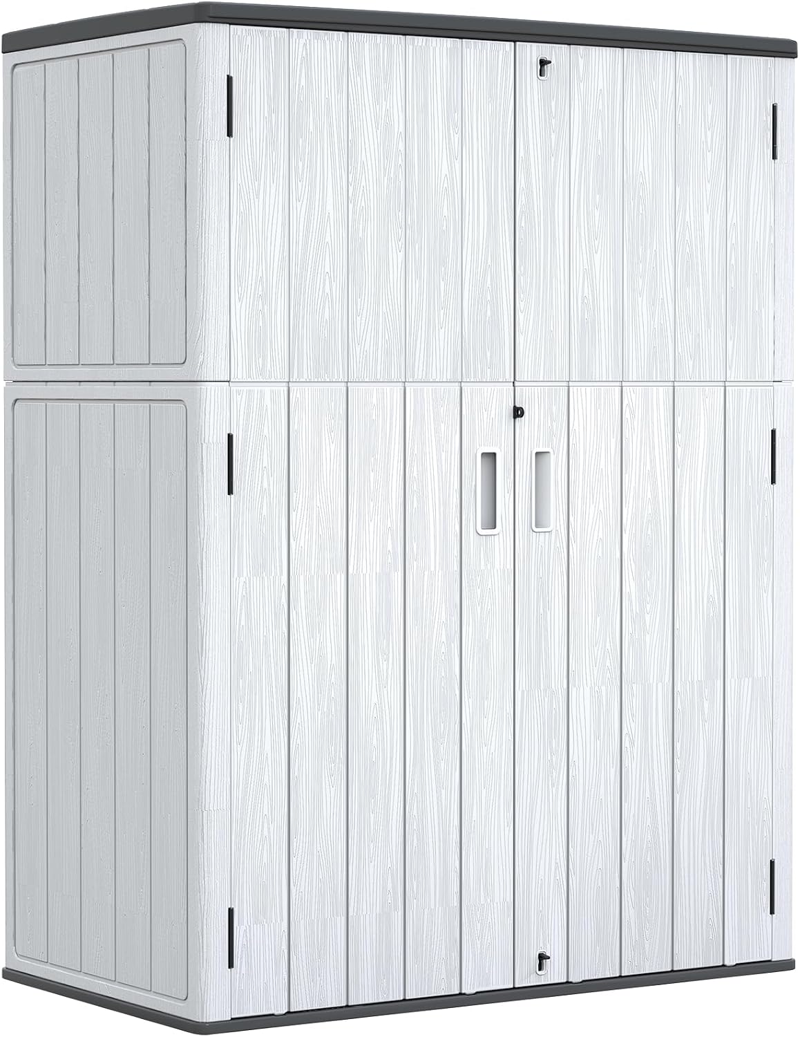 ZZM 57 Cu.ft Outdoor Storage Shed with Floor HDPE Double-Wall Resin Sheds Outdoor Storage, Lockable Weatherproof Storage Cabinet Fit for Garden Tools, Garage can, Bike, Patio Furniture, Grey