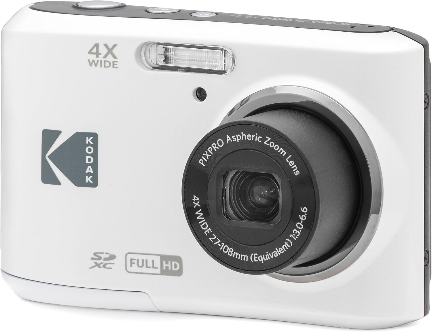 Kodak PIXPRO FZ45 16MP Digital Camera 4X Optical Zoom 27mm Wide Angle 1080P Full HD Video 2.7' LCD Camera (White) + 64GB Card and Reader + Memory Wallet Bundle