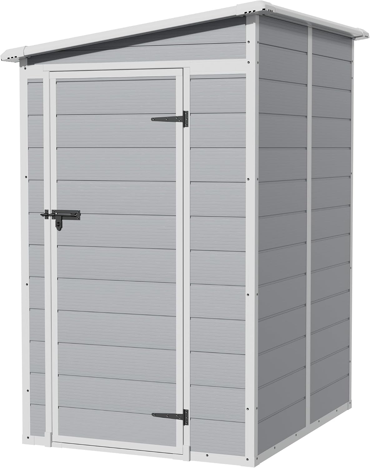 Flamaker 5 x 4 FT Outdoor Storage Shed, Garden Resin Shed with Floor & Windows, Plastic Tool Shed with Lockable Door for Backyard Patio Lawn Pool, Light Gray