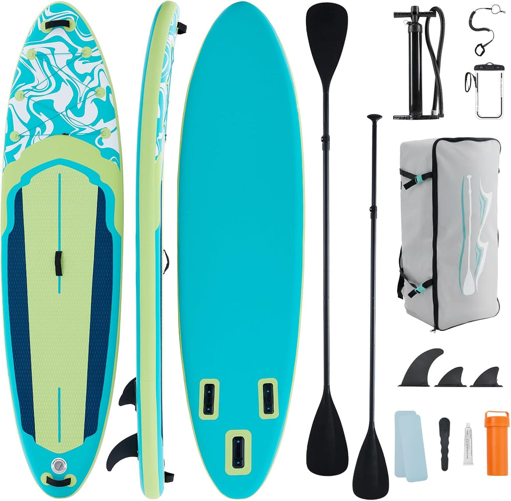 NEWBULIG 33' Inflatable Paddle Board SUP, Stand Up Paddle Board Blow Up with 3 Carry Handles, Non-Slip Deck Pad, Complete Kit with Pump, Leash & Backpack for Beginners/Adults
