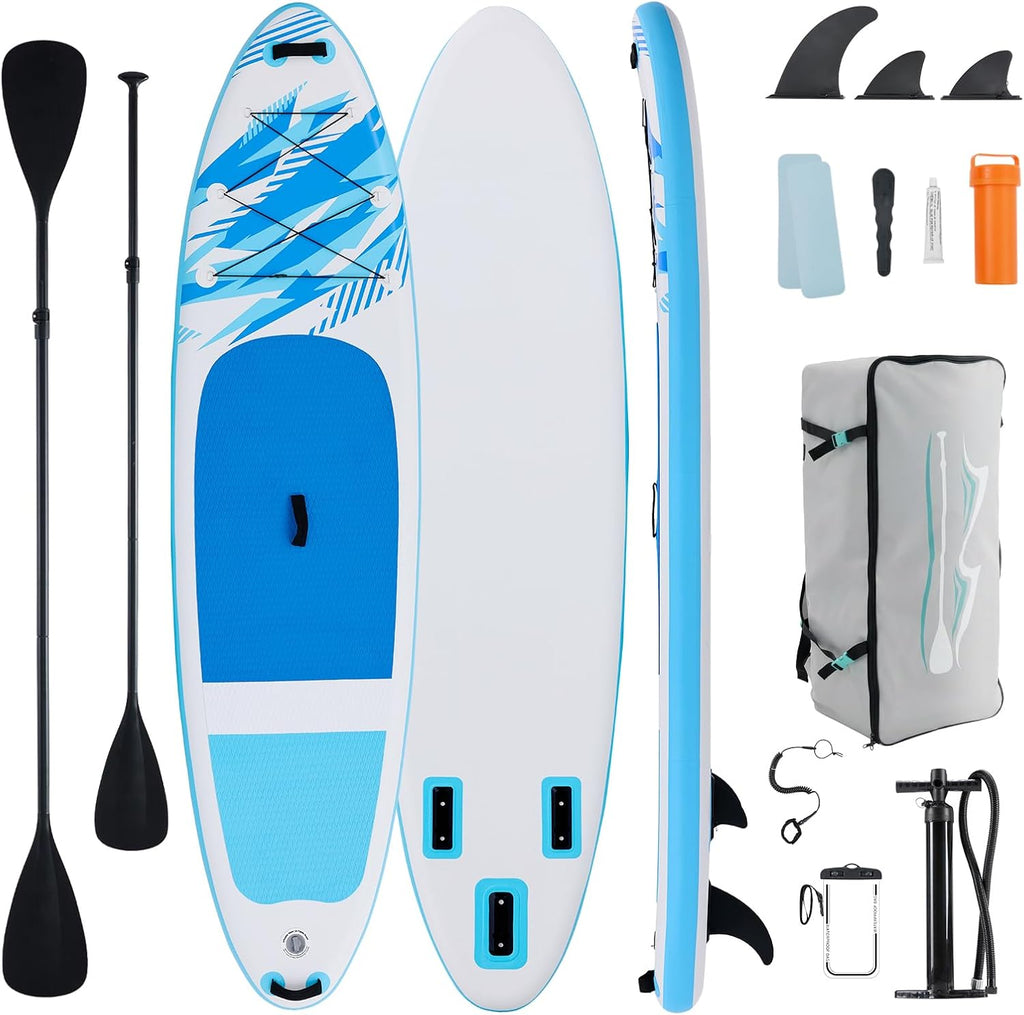 Sweetcrispy Inflatable Stand Up Paddle Board with Premium SUP Paddleboard Accessories,2-in-1 Paddle,Wide Stable Design,Non-Slip Comfort Deck for Adults & Youth of All Skill Levels