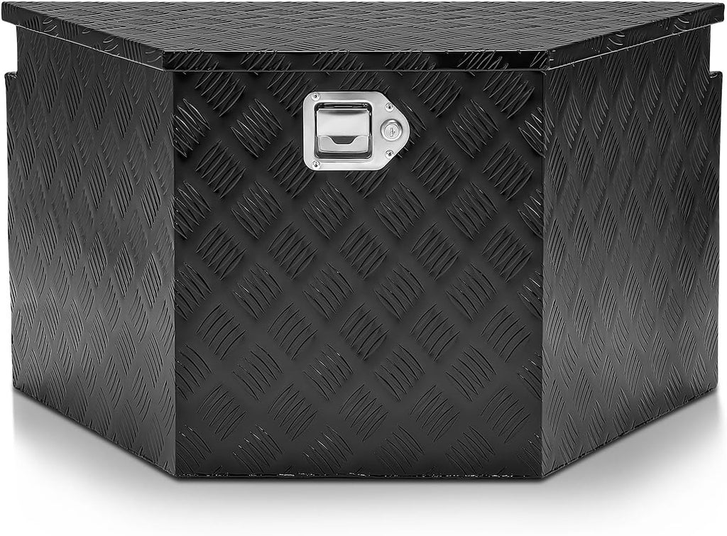 DNA MOTORING Truck Tool Box, Aluminum, Lockable, 32.5'L x 18'W x 16'H, Black, Modern Style, Water Resistant, Flip Top Hinge, TBOX-T5-012-BK