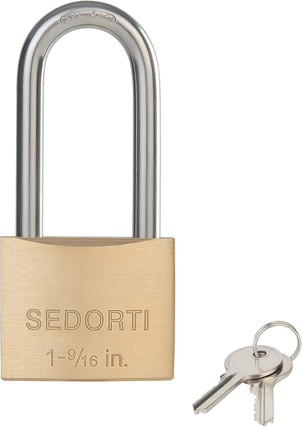 SEDORTI Weatherproof Padlock with Stainless Steel 304 Long Shackle and Solid Brass Body, 1-9/16 in. Wide, 24 Padlocks Keyed Alike, Marine Grade Rustproof Lock for Outdoors Use YNBSP2440