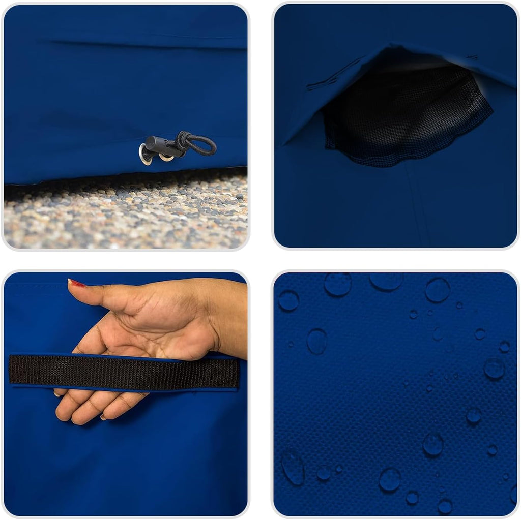 Covers & all BBQ Grill Cover, 18 Oz Heavy Duty Waterproof UV & Weather Resistant, Outdoor Cover with Air Vents & Drawstrings (64' Inches, Blue)
