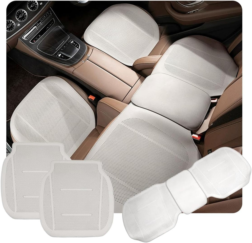 KUNIO 3 PCS Ventilated Cooling Car Seat Cover Fit for Hyundai Ioniq 5 Ioniq 6 Tucson SEL Kona EV Sonata 2025 Front Seat Cushion Soft Breathable Anti-Slip Pad for Car Seat White