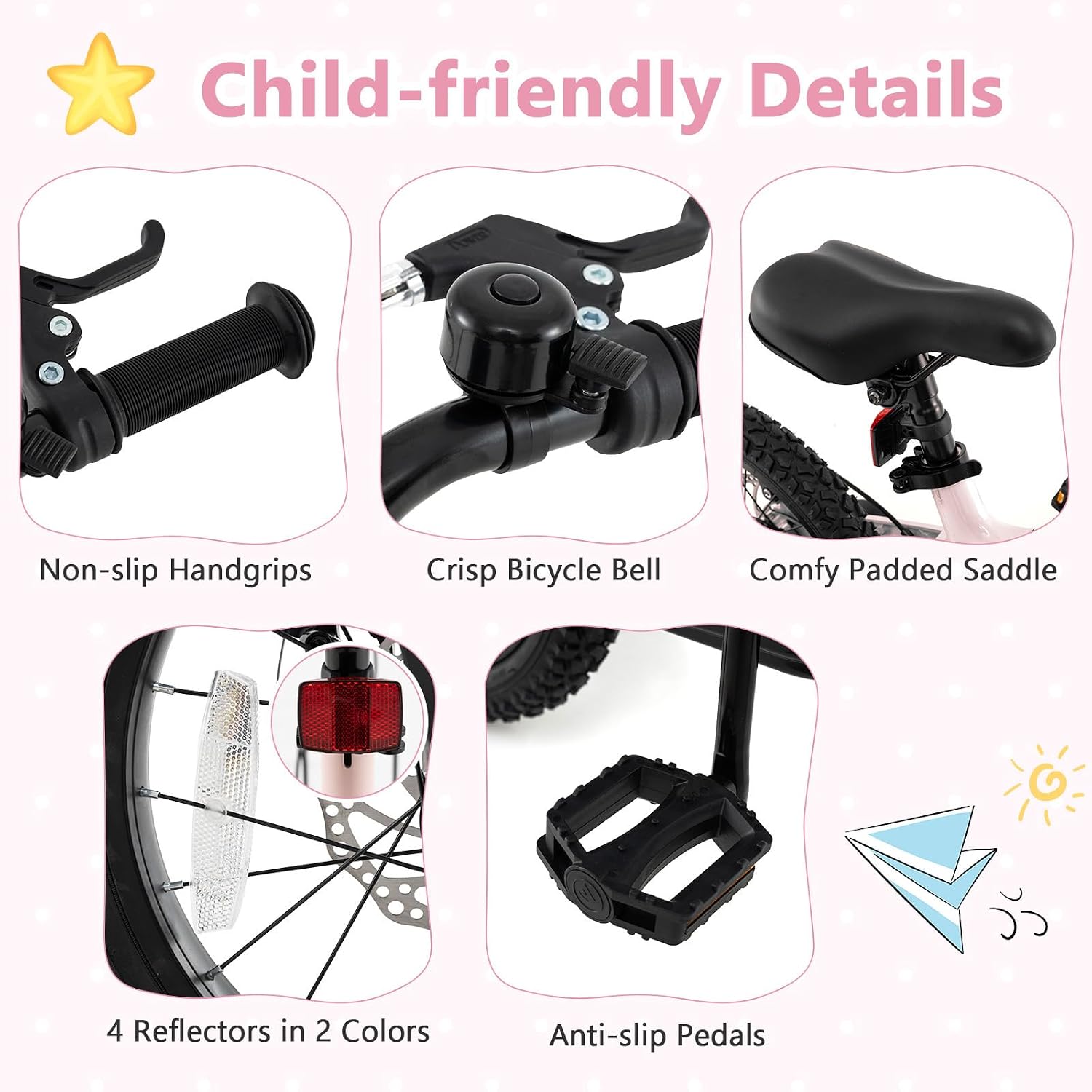 BABY JOY Kids Bike, 16' Magnesium Sporty Bicycle with Dual Disc Brakes, Removable Training Wheels, Body Suspension, Adjustable Handlebar & Saddle, Girls Boys Bike
