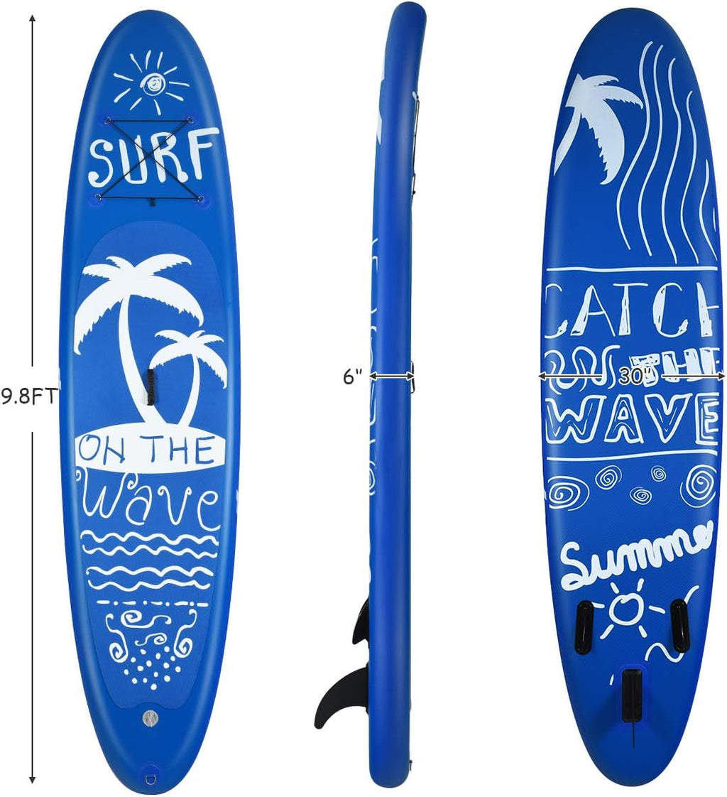 GYMAX Paddle Board, Inflatable Stand Up Paddle Board with SUP Accessories, Removable Fin, Paddle, Pump, Leash & Carry Bag, Blow Up Paddle Boards Standing Boat