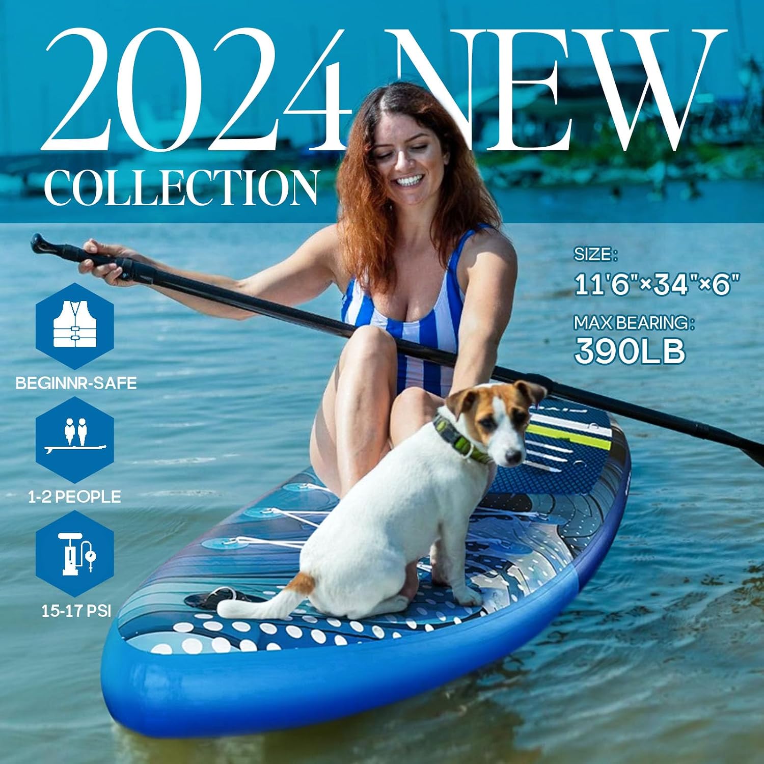 Paddle Boards for Adults, 10'6'/11'/11'6' Inflatable Paddle Board, Super Non Slip Eva, Stand Up Paddle Board with Removable Fins, Adjustable Paddle, Pump, Shoulder Strap, Leash, Standing Boat