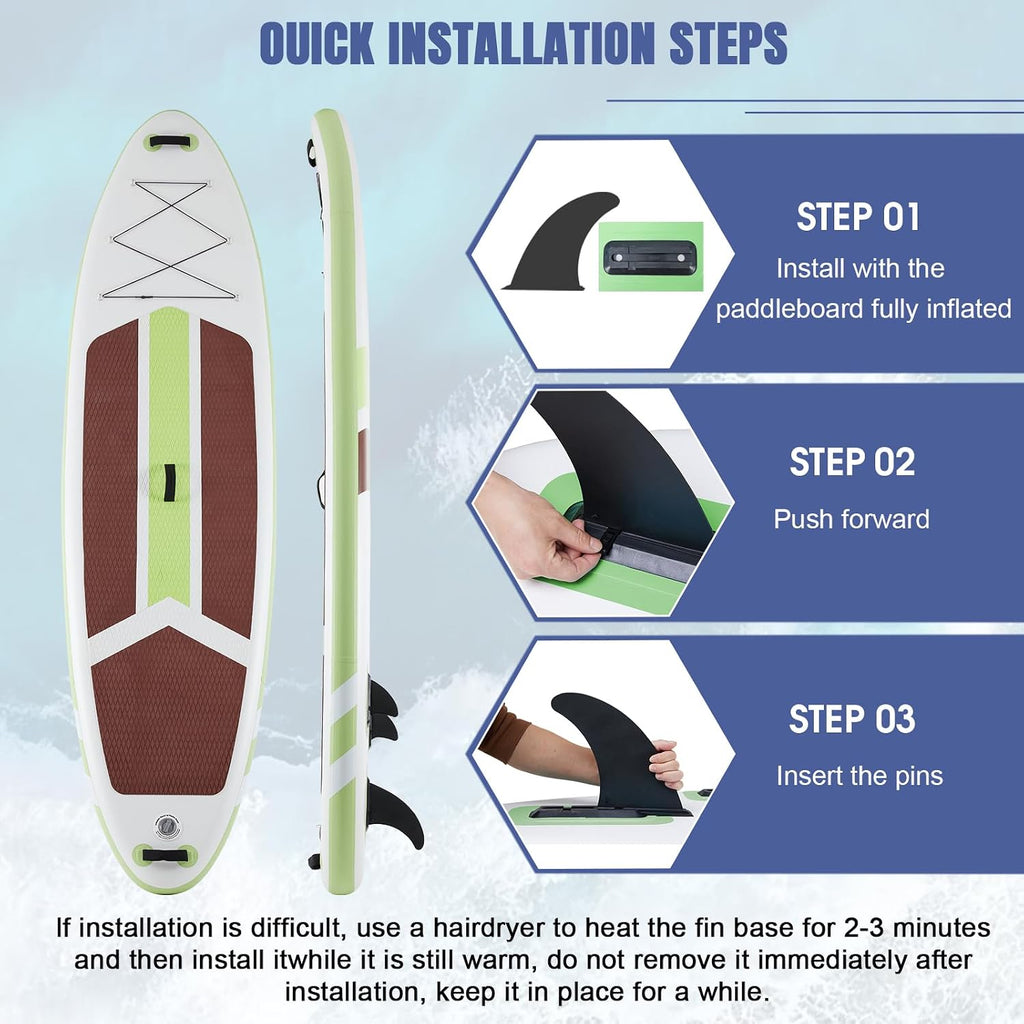 NEWBULIG 33' Inflatable Paddle Board SUP, Stand Up Paddle Board Blow Up with 3 Carry Handles, Non-Slip Deck Pad, Complete Kit with Pump, Leash & Backpack for Beginners/Adults