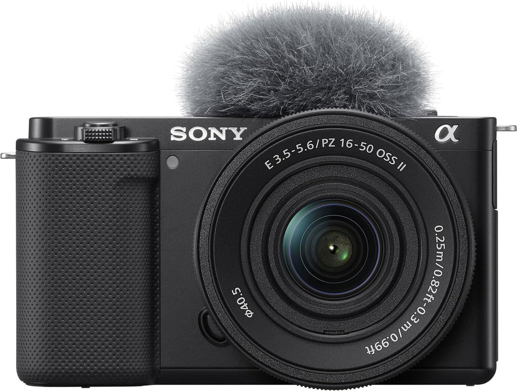 Sony ZV-E10 Mirrorless Camera Kit with 16-50mm II Power Zoom Lens (Black) | APS-C Sensor | Compact Creator Tool + 64GB Card + Filter Kit + Photo Software + Bag + 2 x NPF-W50 Battery + More