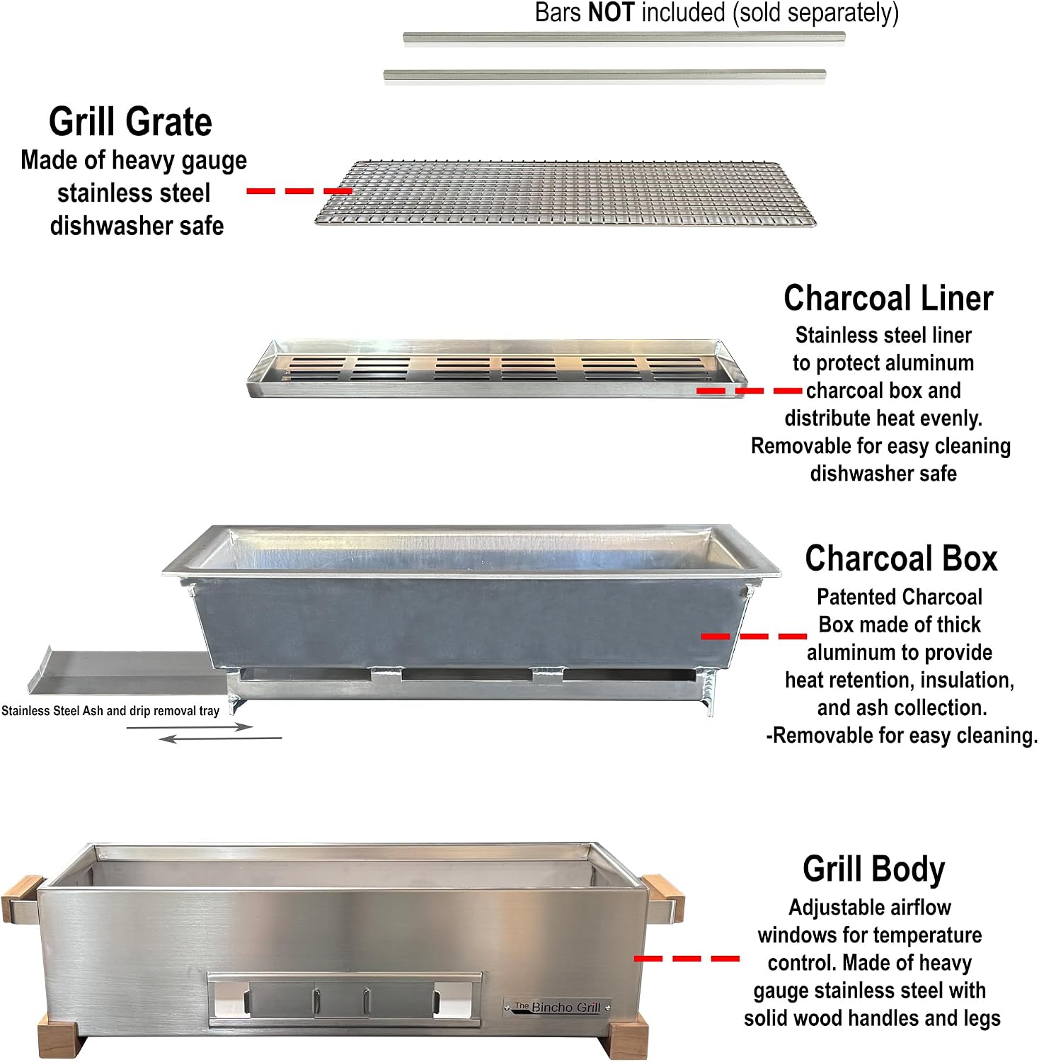 The Bincho Grill 24 Inch Wide Body Yakitori Grill – Japanese Style Charcoal Robata BBQ for Skewers, Steaks, and More – Restaurant-Quality Binchotan Tabletop Grill – Portable and Durable