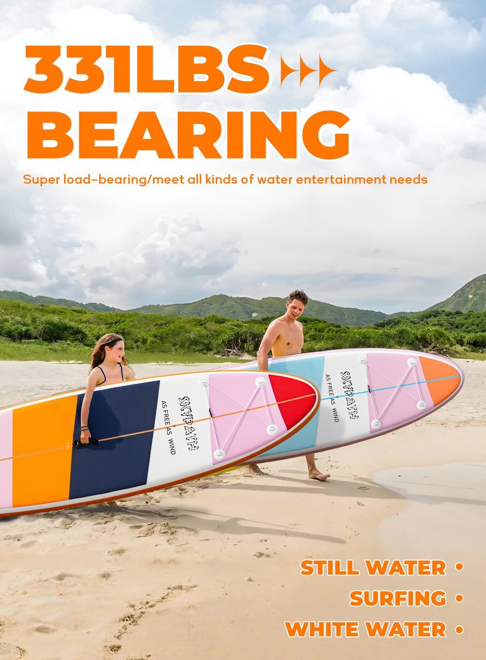 Inflatable Stand Up Paddle Board,10'6''*32''/11'*34'' Ultra-Light SUP Board,Blow Up Paddle Board, Wide Stable Family Board for Youth & Adults of All Skill Levels with Full Set of SUP Board Accessories