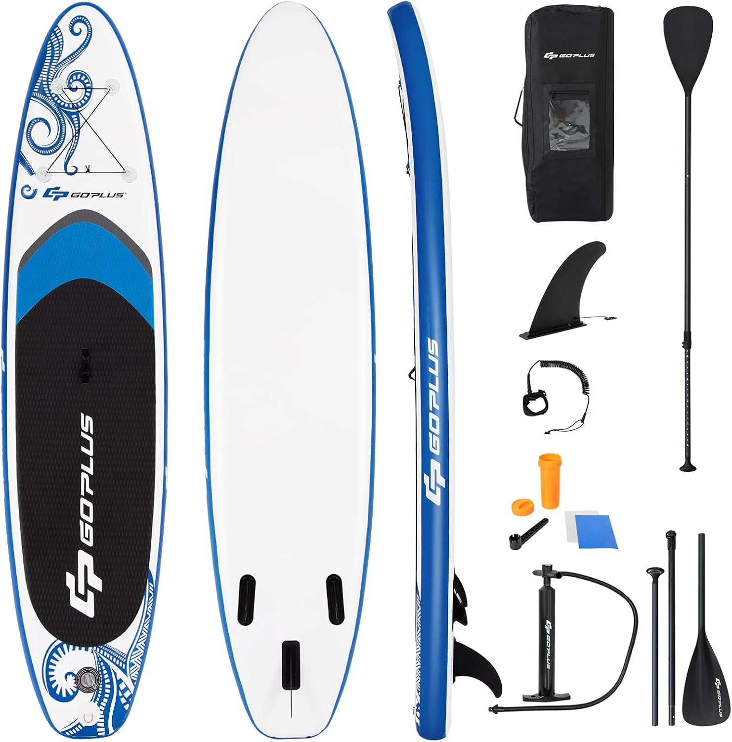 Goplus Inflatable Stand Up Paddle Board, 10FT/10.5FT/11FT SUP with Accessory Pack, Adjustable Paddle, Carry Bag, Fin, Hand Pump, Leash, Repair Kit