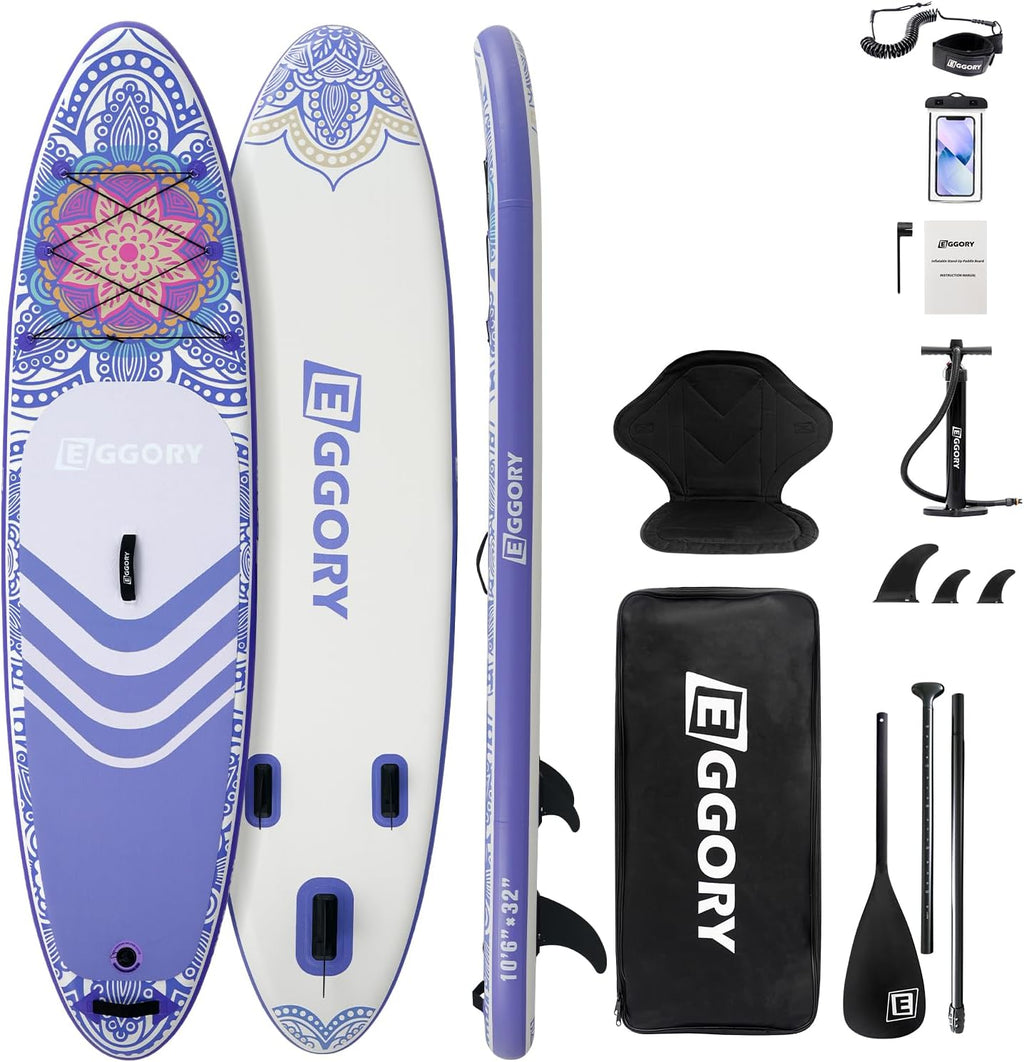 Inflatable Paddle Board,Stand Up Paddle Board Set, Extra Wide SUP Board with Removable Fin, Floating Paddle, Hand Pump, Waterproof Phone Pouch,Traveling Board