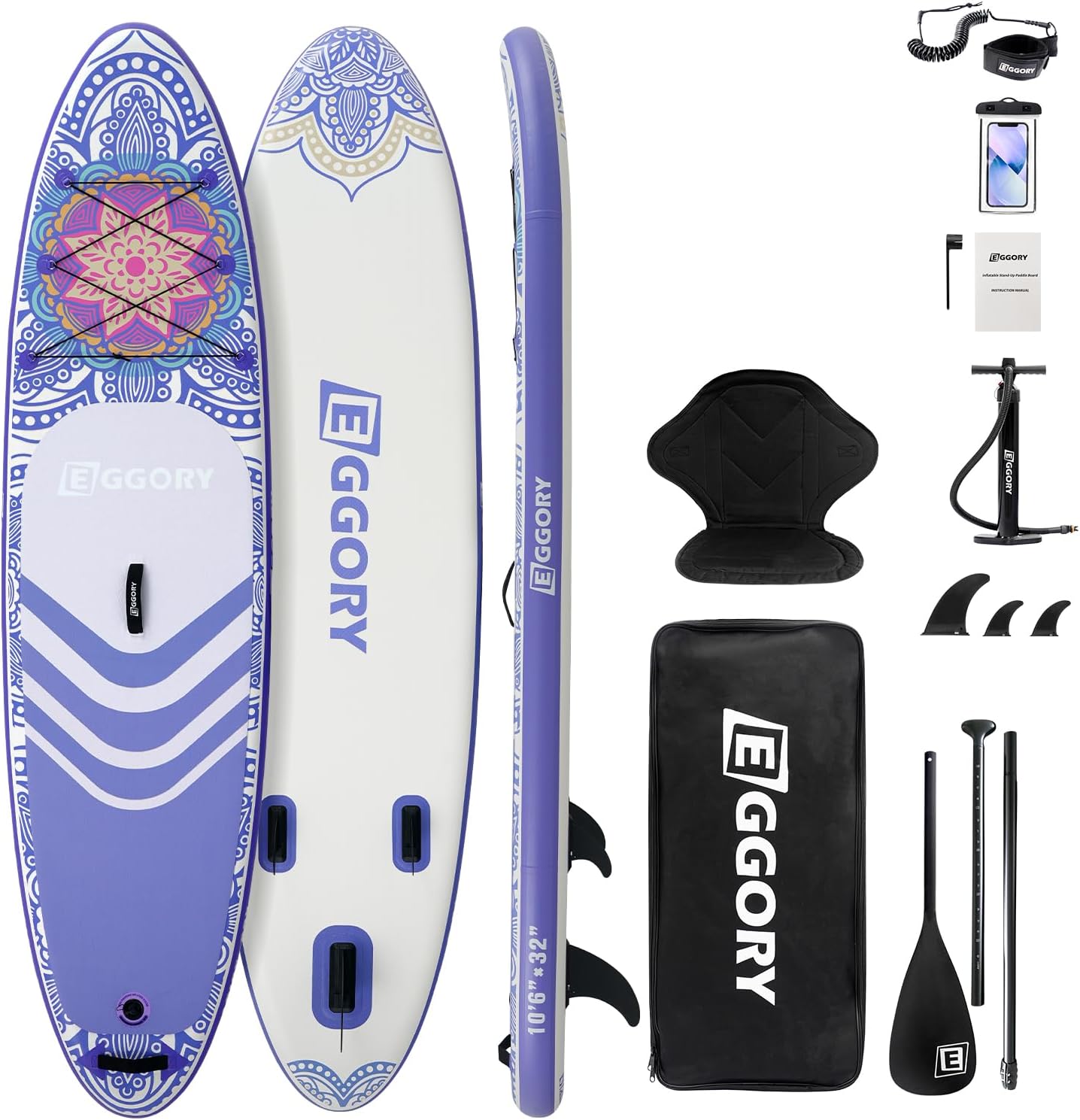 Inflatable Paddle Board,Stand Up Paddle Board Set, Extra Wide SUP Board with Removable Fin, Floating Paddle, Hand Pump, Waterproof Phone Pouch,Traveling Board