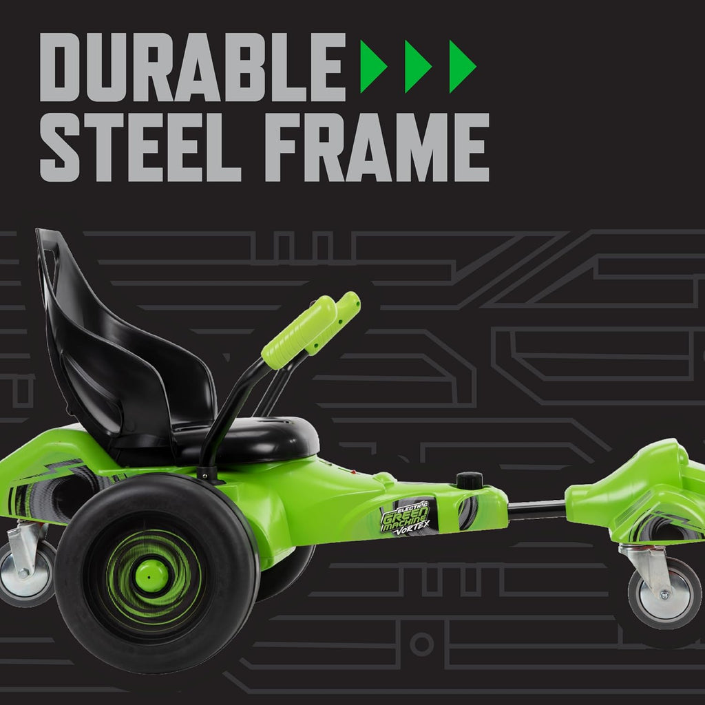 Huffy Green Machine Vortex 12V Battery Powered Ride On, Ideal for Ages 8+, Easy to Operate, Adjustable Frame, Endless Fun, Balanced Spins and Wheelies, 8 MPH, Max Weight 150 Pounds