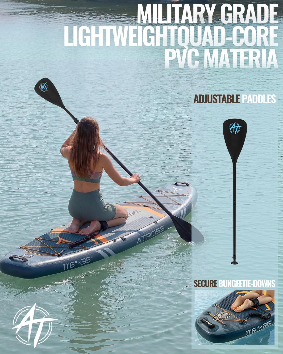 11'6'x35' Inflatable Paddle Board, 450lbs Extra Wide Stand Up Paddleboard for Adults with Premium SUP Accessories Kit & Backpack, Blow Up Kayak Non-Slip Stable Deck Boat for Yoga Fishing Surf