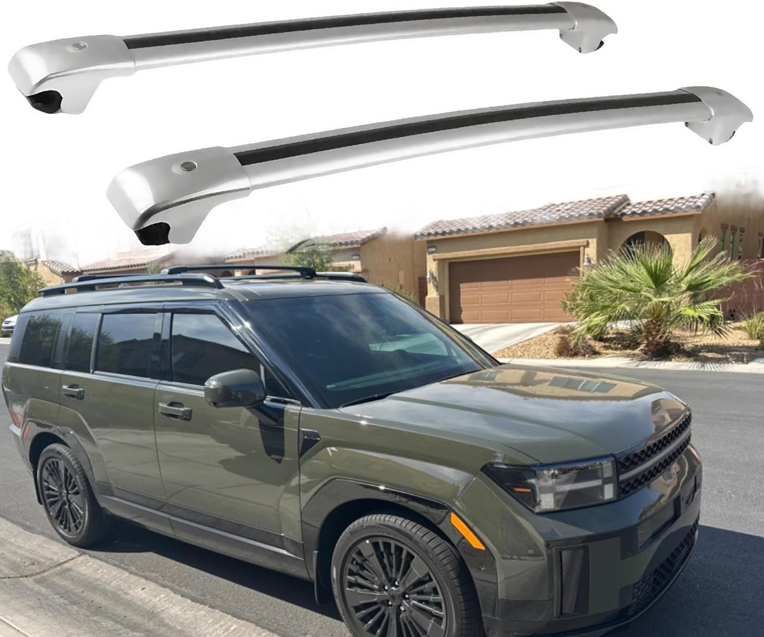 Crossbars Fits for Hyundai Santa Fe MX5 SEL&Limited&Calligraphy 2024 2025 2026 Cross Bar Roof Rack Rail Luggage Adjustable Lockable Cargo Carrier (Silver)
