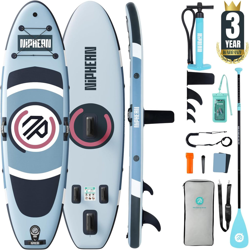 Niphean（Ultra-Light） Inflatable Paddle Board with StabilTrac Fin and Durable SUP Accessories, 10' Stand Up Paddle Boards for Adults & Youth, Versatile Yoga Paddle Board, Gift Ideas