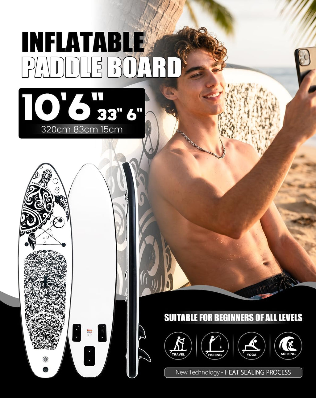 FEATH-R-LITE Inflatable Ultra-Light 10'×30''/10'6''×33'' Stand Up Paddle Board for All Skill Levels with Premium SUP Paddleboard Accessories,Non-Slip Comfort Deck for Youth & Adults
