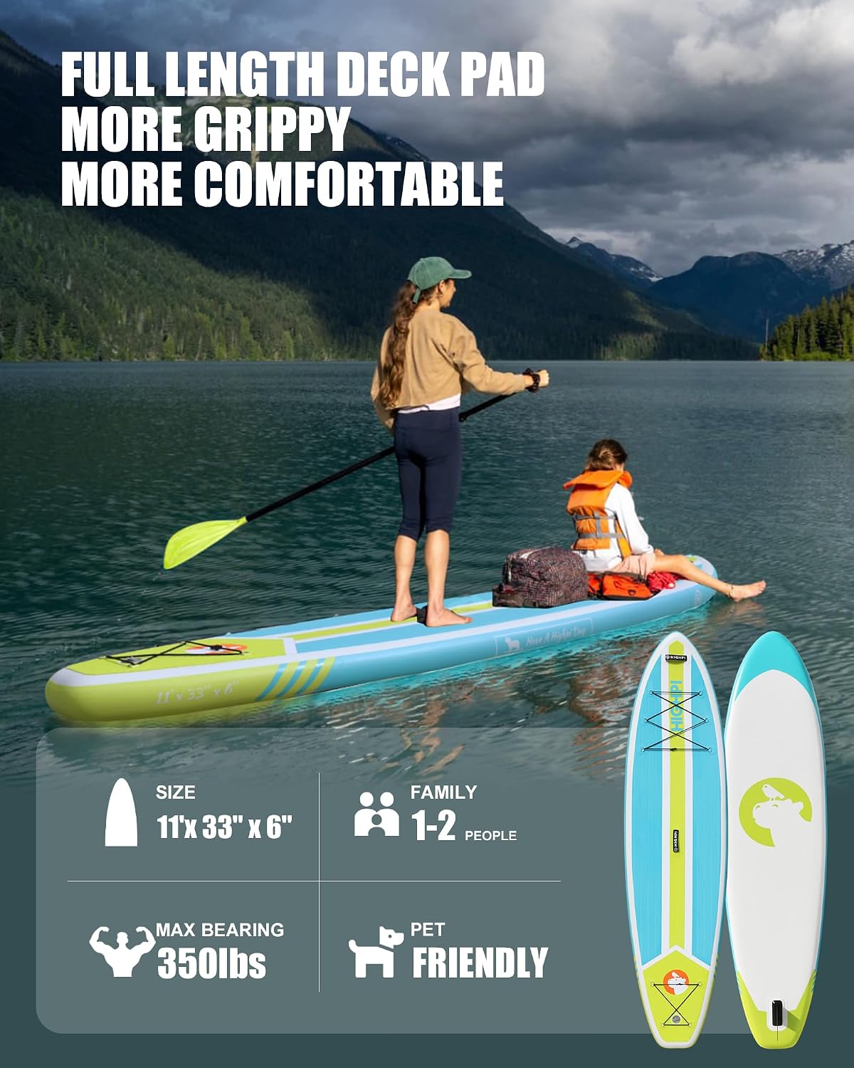 Inflatable Stand Up Paddle Board for Youth and Adults – Wide Sup with Premium Accessories, Blow Up Paddleboard for Surfing, Fishing, Yoga & More