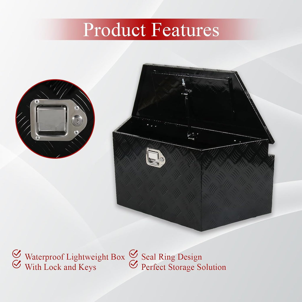 34''Inch Aluminum Trailer Tongue Tool Box Truck Bed Toolbox Truck Trailer Chest Box Underbody Storage Organizer Waterproof Square Storage Organizer w/Lock & Keys Black(‎34' Lx14.5 Wx15 H)