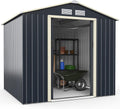 Goplus Storage Shed, Metal 7' X 6' Outdoor Building Organizer with 4 Vents & Double Sliding Door for Garden Backyard Farm (7'X6')