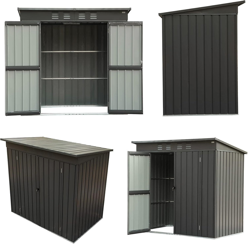 Domi Outdoor 5' x 3' Storage Shed, Metal Sheds Tool Storage Slope Roof with Lockable Door & Air Vents, Outdoor Galvanized Steel Sheds for Backyard,Garden,Patio,Lawn