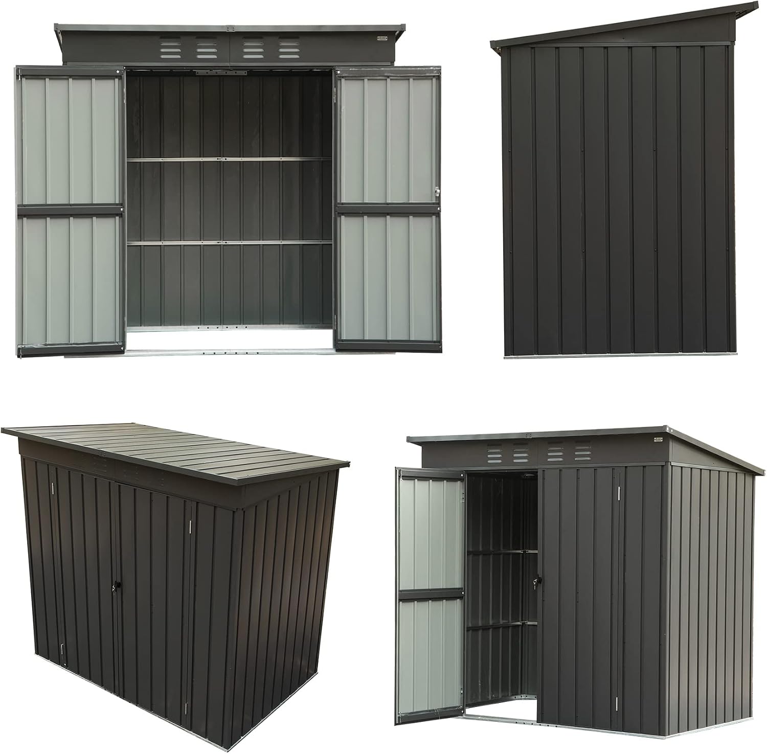 Domi Outdoor 5' x 3' Storage Shed, Metal Sheds Tool Storage Slope Roof with Lockable Door & Air Vents, Outdoor Galvanized Steel Sheds for Backyard,Garden,Patio,Lawn