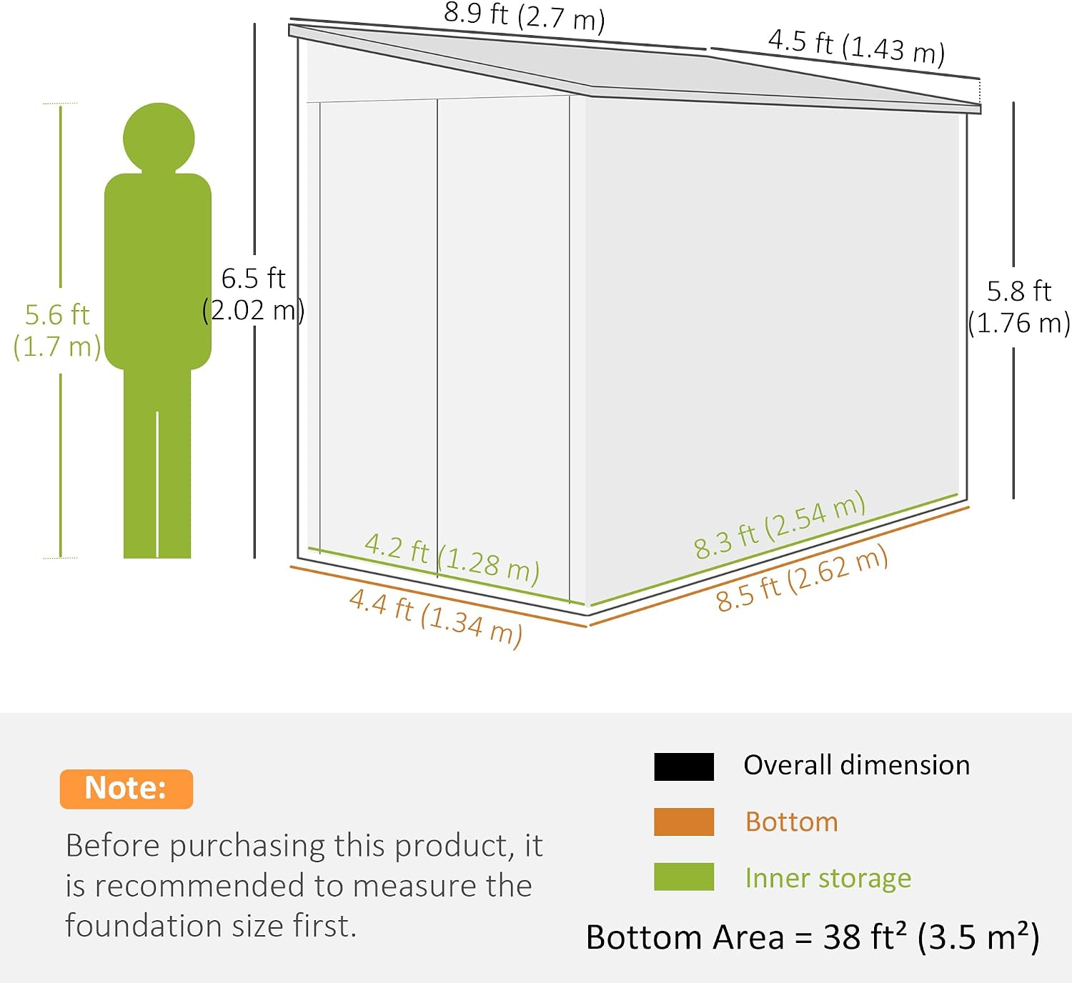 Outsunny 4.6' x 9' Steel Outdoor Storage Shed, Waterproof Lean to Shed, Metal Garden Tool House with Foundation Kit, Lockable Doors, Gloves and 2 Air Vents for Backyard, Patio, Lawn, Brown