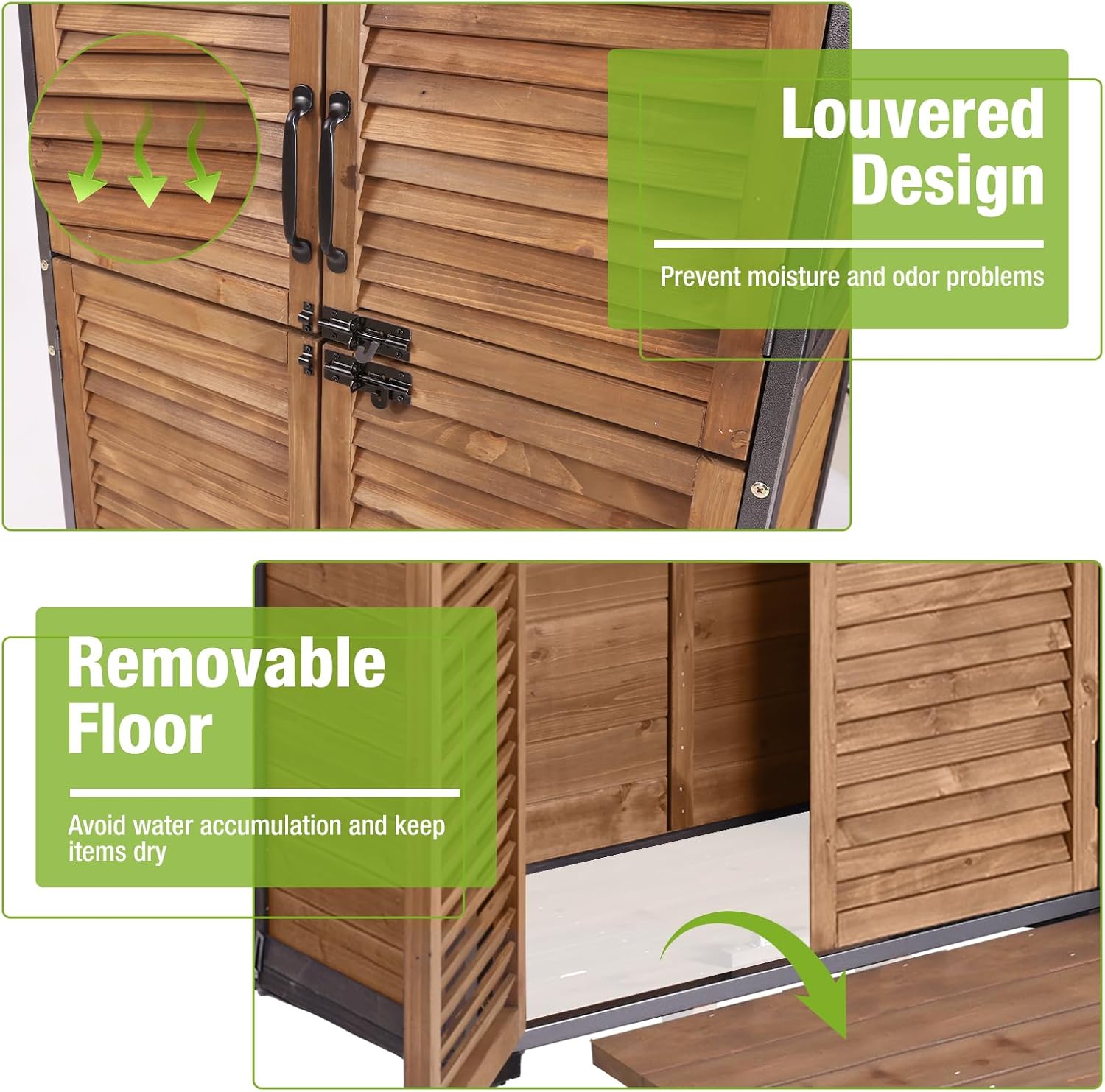 Outdoor Storage Shed with Floor - Strong Metal Frame, Adjustable Shelves, Ventilated Blinds - Ideal for Garden Tools & Outdoor Storage Cabinets Waterproof - Best in Sheds
