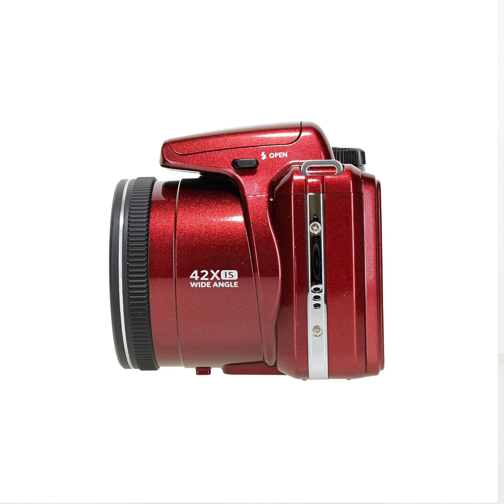 Kodak PIXPRO AZ425 20MP Vlogging Digital Camera (Red) 42X Optical Zoom, 24mm Wide Angle Lens Bundle with 64GB Memory Card + Vlogger Tripod + Bag + More Vlog Accessories