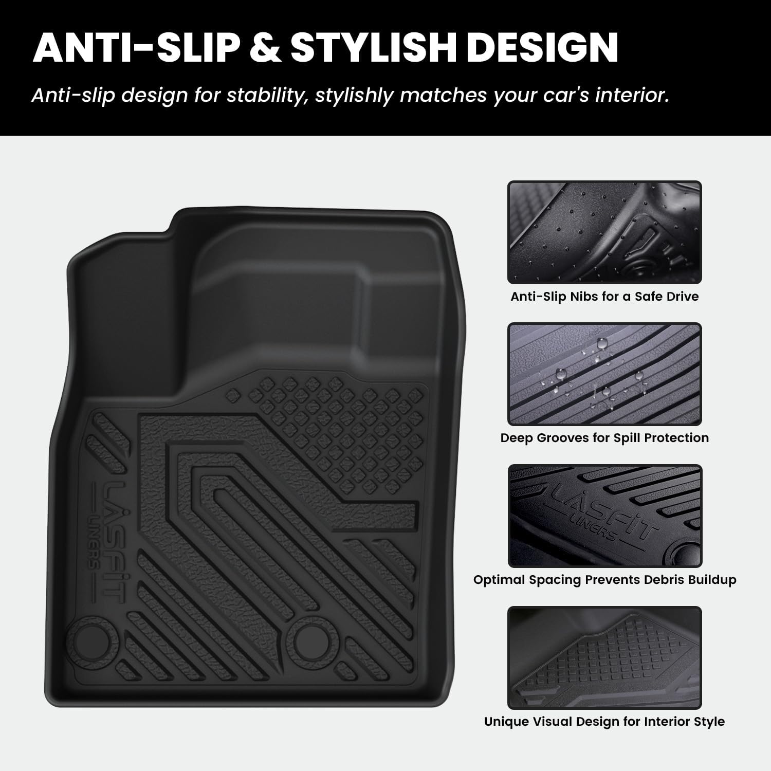 LASFIT Floor Mats & Backrest Mats & Cargo Mat for Nissan Rogue 2026 2025 2024 2023 2022 2021 (Not Fit Rogue Sport), All Weather TPE Custom Fit Floor Liners Car Mats Accessories, Black