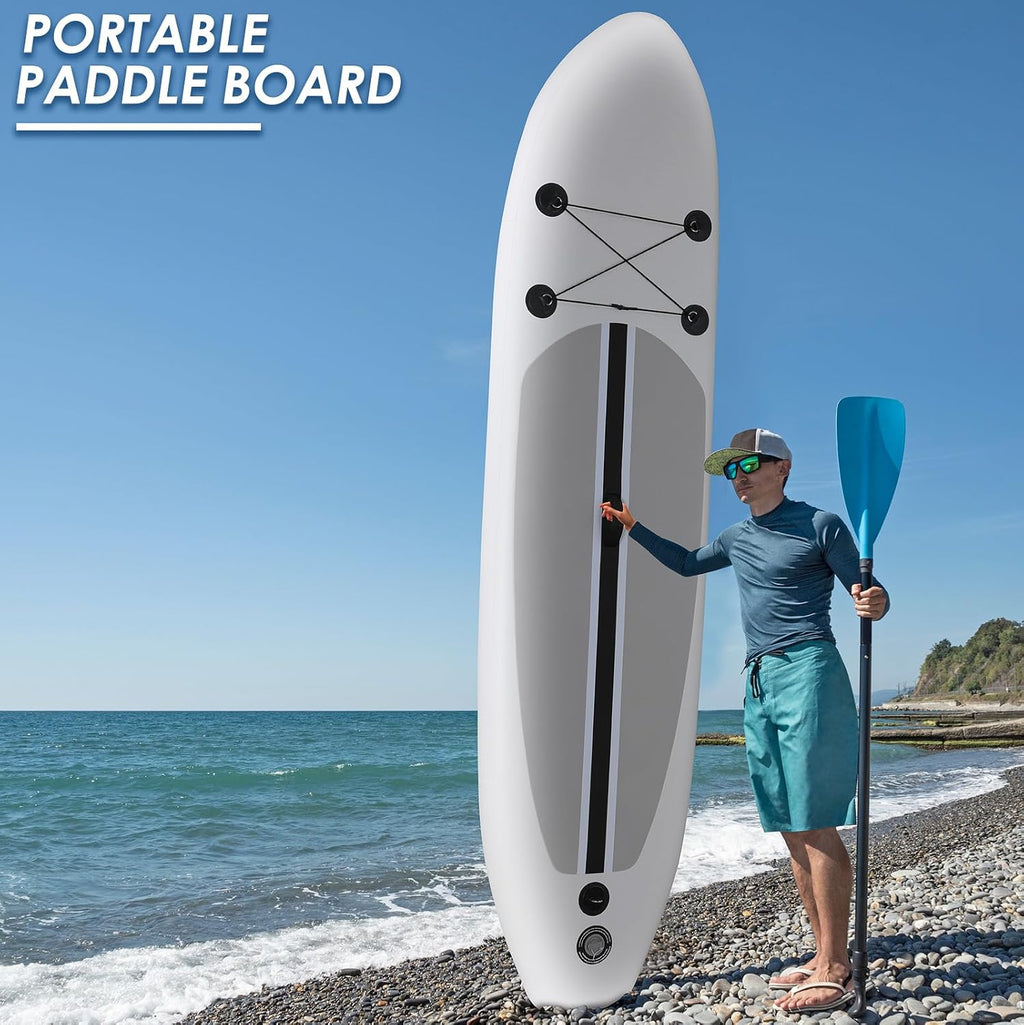 TLSUNNY 12FT Inflatable Stand Up Paddle Board, 3 Fins Paddleboard with Full SUP Accessories for All Skill Levels, Portable Two-Way Hand Pump and Carry Bag, 400LBS
