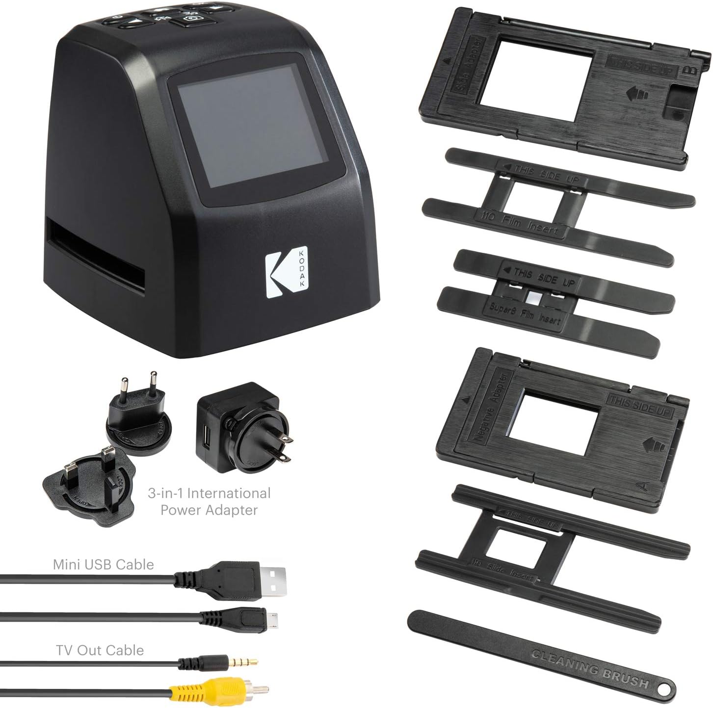 KODAK Mini Digital Film & Slide Scanner – Converts 35mm, 126, 110, Super 8 & 8mm Film to 22MP JPEG Images – Includes 2.4' LCD Screen & Easy-Load Adapters