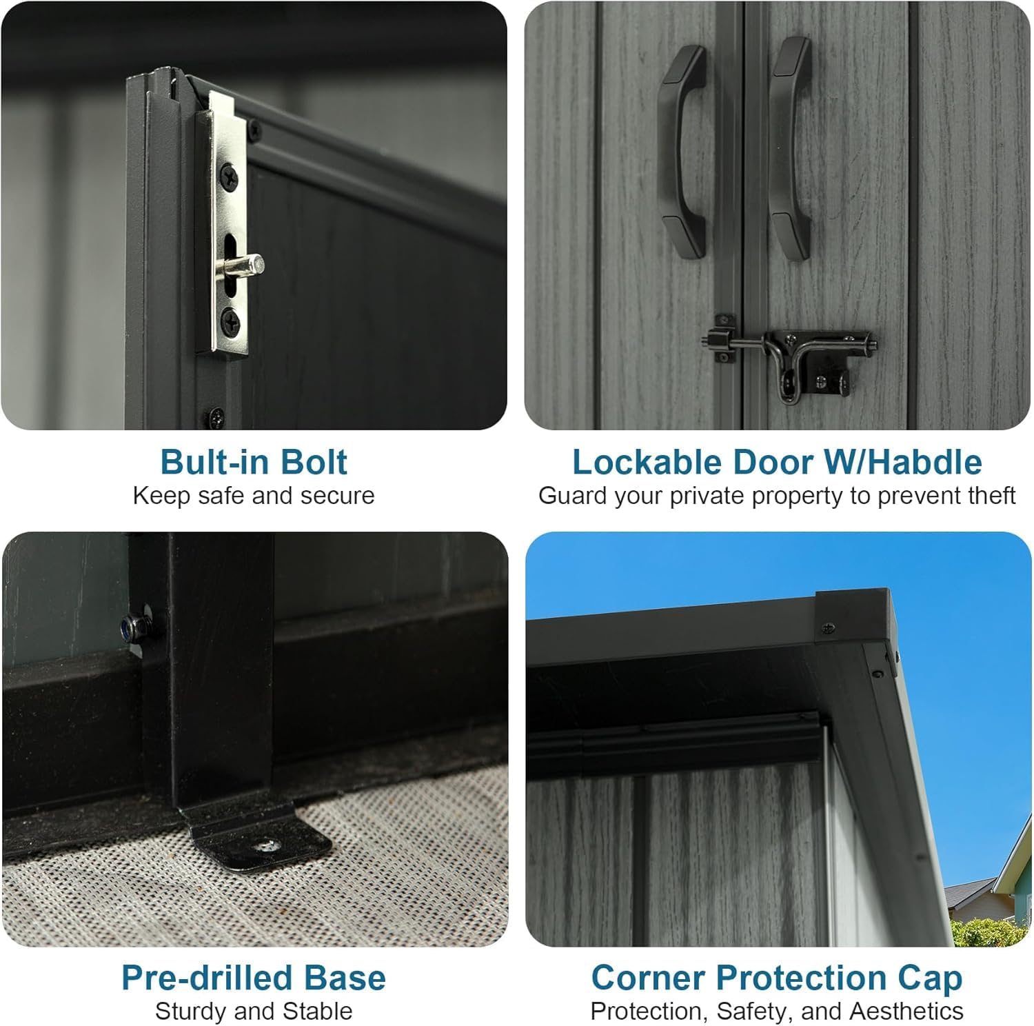 Domi 6x9FT Resin Outdoor Storage Shed with Sloping Roof, Waterproof Outside Sheds with Windows & Vents, Heavy-Duty Plastic Tool Storage Shed for Patio Furniture, Lawn Mower, Bike