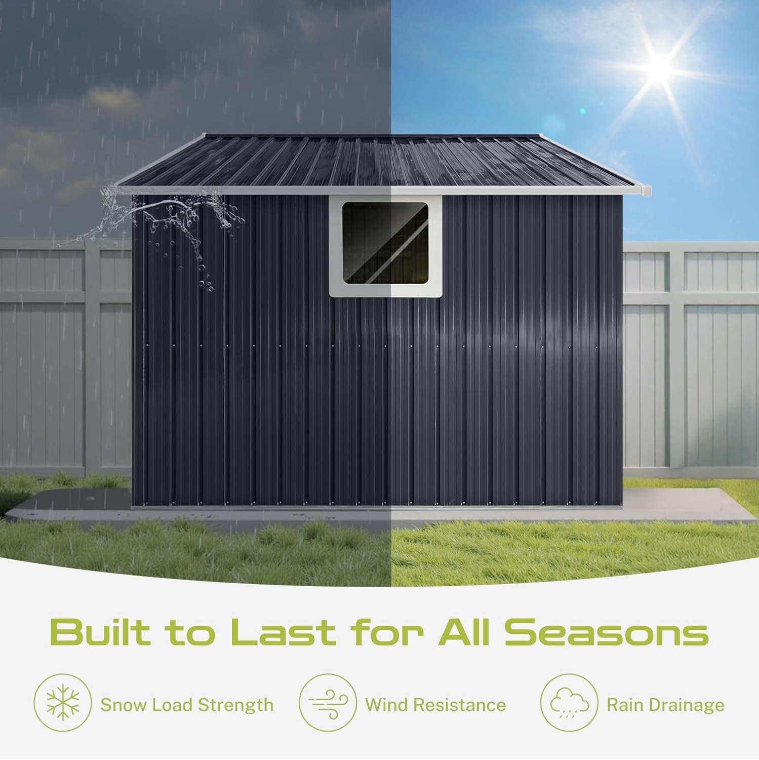 9' x 8.5' Outdoor Storage Shed, Sturdy Metal Building w/Windows & Lockable Doors for Garden, Backyard, Poolside and Lawn, Anthracite