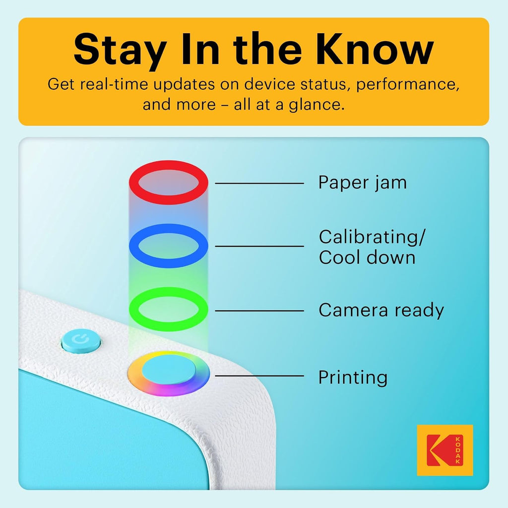 Kodak Printomatic+ Full Color Instant Print Digital Camera Gift Bundle + Case + Zink 2x3 Sticky Back Photo Paper 20pk + Album + Sticker Sets + Sticker Frames + Hanging Frames + Markers - Blue