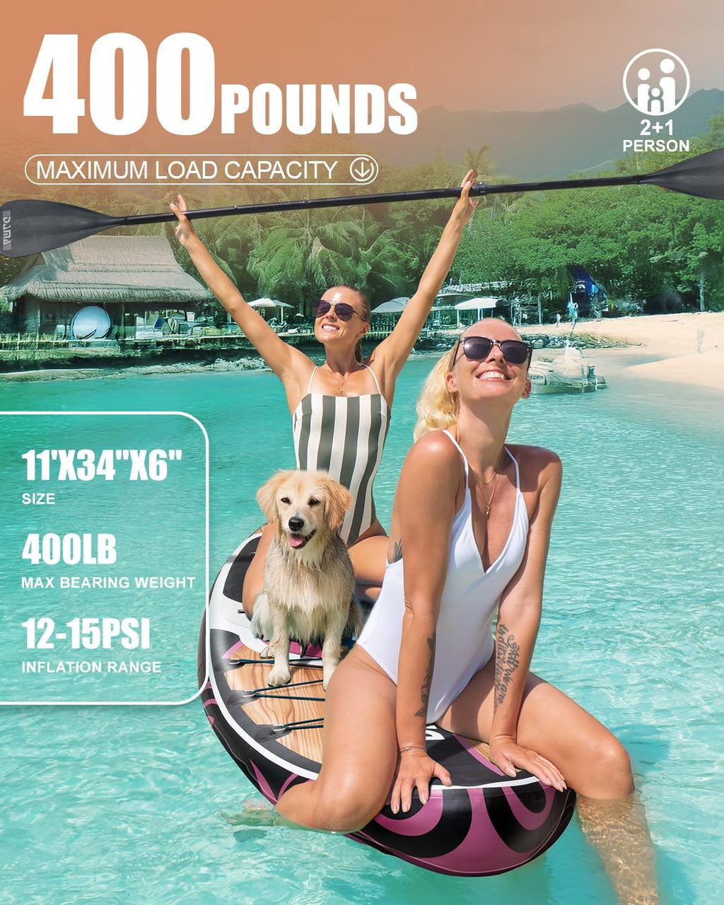 DAMA 11'*34'*6' Stand Up Paddle Board, Inflatable Paddle Board,Inflatable Paddle Boards for Adults w/a Wide, Smooth and Non Slip Deck, Versatile Styles, Suitable for Adults