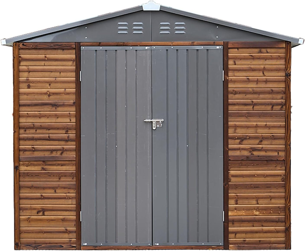 Shed 8' x 8' Storage Shed, 8x8 FT Wood Sheds & Outdoor Storage Clearance, Utility and Tool Garden Shed, Waterproof Storage Shed Large with Lockable Doors for Backyard, Patio, Outside Use