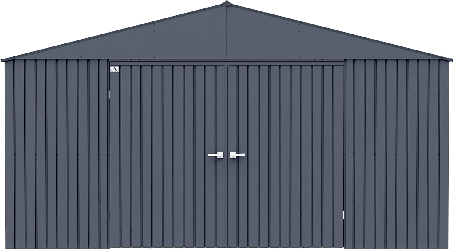 Arrow Shed Elite 14' x 16' Tall Outdoor Steel Storage Shed with High Gable and Lockable Doors Storage Building, Anthracite