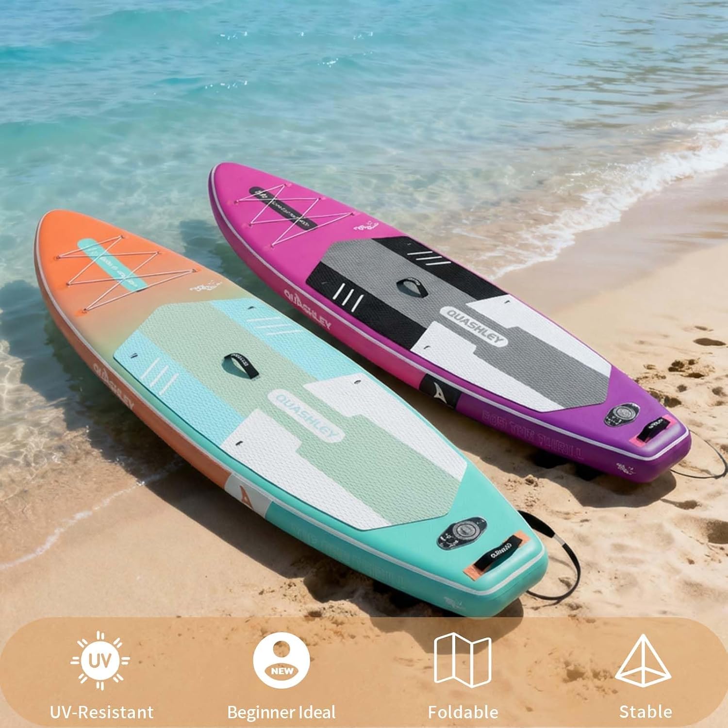 Quashley Inflatable Stand Up Paddle Board,Inflatable Paddleboards 32/34 Inch Wide,All Around SUP for Beginners with Lightweight Paddle,Hand Pump,Backpack,Leash,Durable & Portable iSUP Board