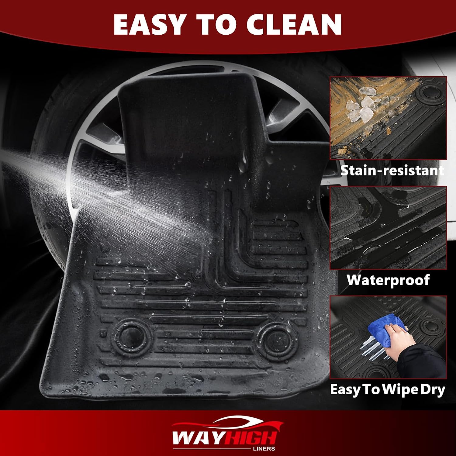 Wayhigh® Floor Mats & Cargo Liner for 2025 2026 Nissan Kicks S (Fit SV/SR with The Cargo Tray in The Lowest Position) All Weather TPE Car Mats Waterproof Duty Floor Liners Kicks Accessories- Black