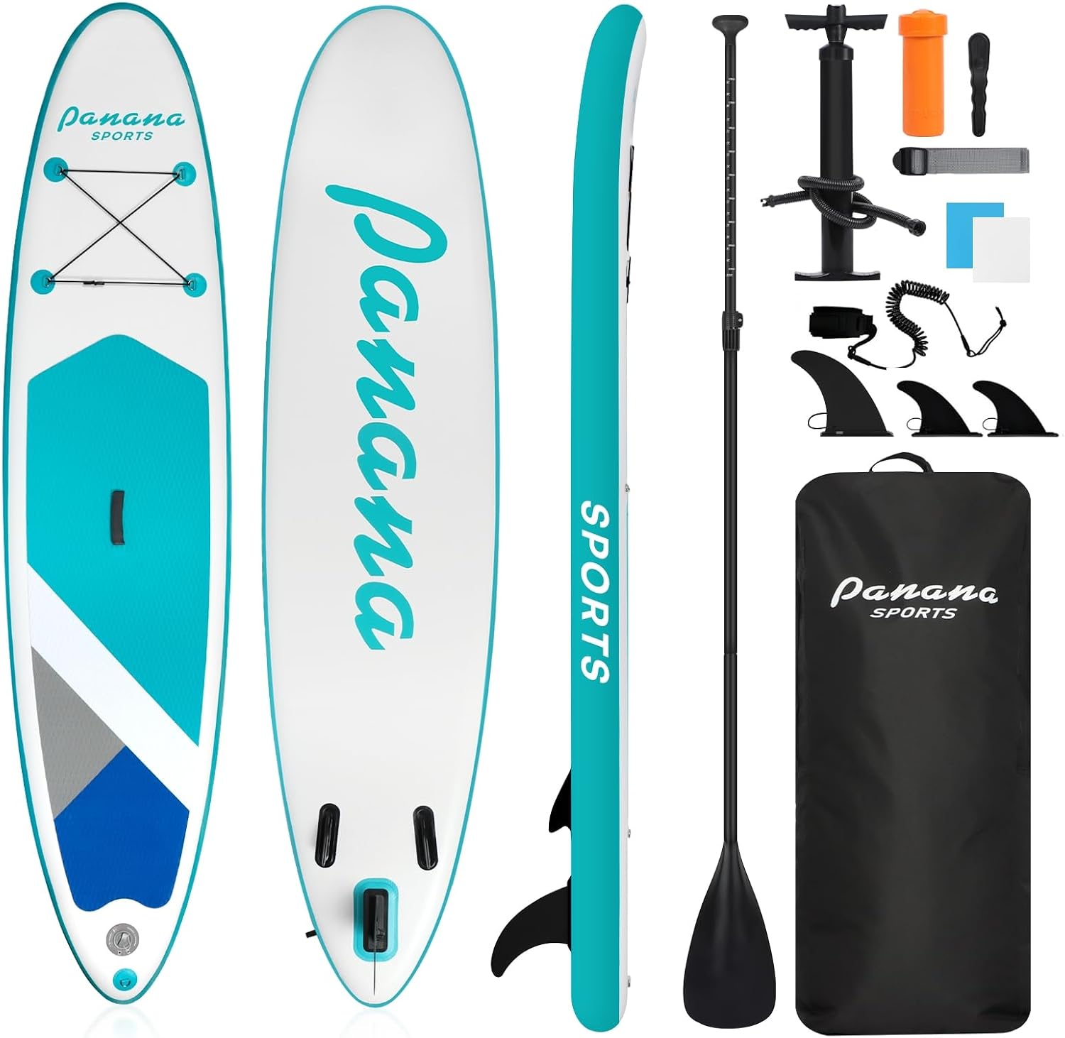 Panana Inflatable Stand Up Paddle Board 10'/10'8''x30''/32''x6'' iSUP Non-Slip Deck Paddleboard for Adults Beginners Youth, with Paddle Pump Fins Leash Backpack
